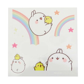 マザーガーデン MOLANG モラン 防水・UV加工 どこでもステッカー 《レインボー柄》 単品 ステッカー かわいい キャラクター カー用品 防水加工 UV加工 新生活 応援