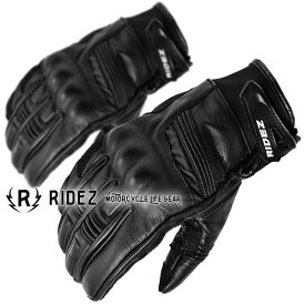 ★送料無料★RIDEZ QUASAR(クェイサー) GLOVES RLG263 アメリカンやクルーザー、クラシック、アドベンチャー系までカバー。《BLACK》バイク用 レザーグローブ /ライズ