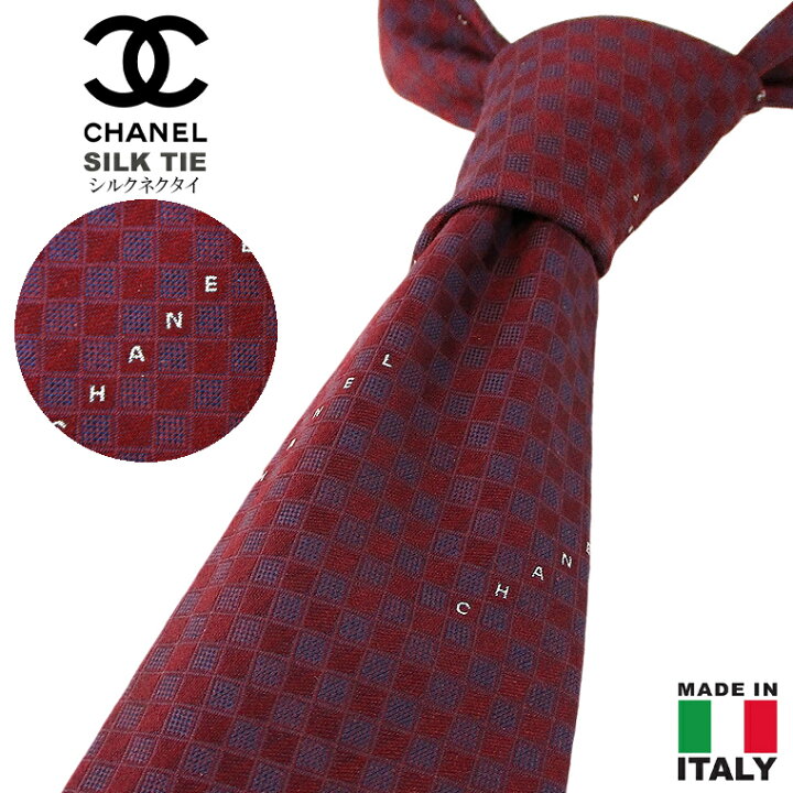 楽天市場】CHANEL シャネルロゴ入り格子柄シルクネクタイSILK TIE 