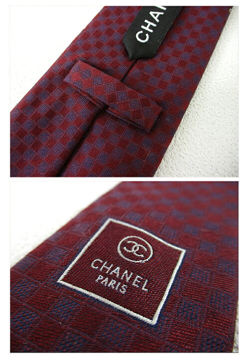 楽天市場】CHANEL シャネルロゴ入り格子柄シルクネクタイSILK TIE 