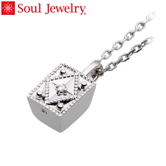 遺骨を納め身につけて悲しみを癒すペンダント チェーンの長さが選べます    遺骨ペンダント Soul Jewelry クレスト シルバー925・ダイヤモンド