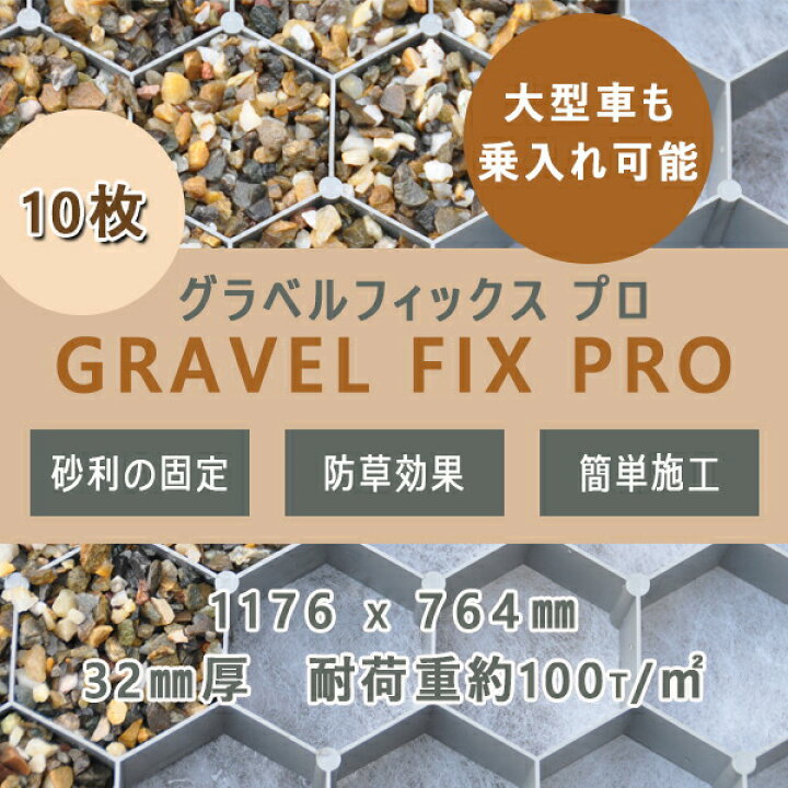 楽天市場】グラベルフィックス プロ 10枚1176x764x32mm砂利舗装材 