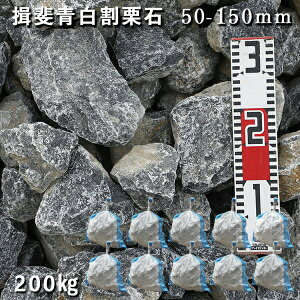 庭石 割栗石 ロックガーデン揖斐青白割栗石(50〜150mm)10袋セット/計約200kgガーデンロック ガーデニング おしゃれDIY 花壇 造園 ガビオン 砕石 土留め 池