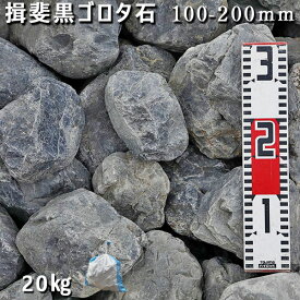 庭石 ゴロタ石 自然石 川石 玉石 ごろた揖斐黒ゴロタ石（100-200mm）1袋（約20kg）ガーデンロック ガーデニング おしゃれDIY 花壇 造園 ガビオン 砕石 土留め 池ロックガーデン 割栗石