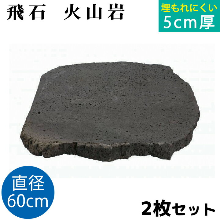 楽天市場】飛び石 火山岩 Φ600x厚50mm内外2枚セット（約34.4kg/枚x2枚 