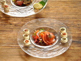 食器 おしゃれ 皿 大皿 （CR230、F-49381）（23.0cm）リムレットプレート（クリア） プレート 丸皿 日本製 ガラス アウトレット カフェ風