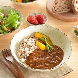 【エントリーでP5倍＆2,000円OFFクーポン】食器 和食器 おしゃれ 皿 カレー皿 白化粧菊形6.8深皿 パスタ皿 モダン 美濃焼 大皿 麺皿 菊型 アウトレット カフェ風 電子レンジ対応 食洗機対応