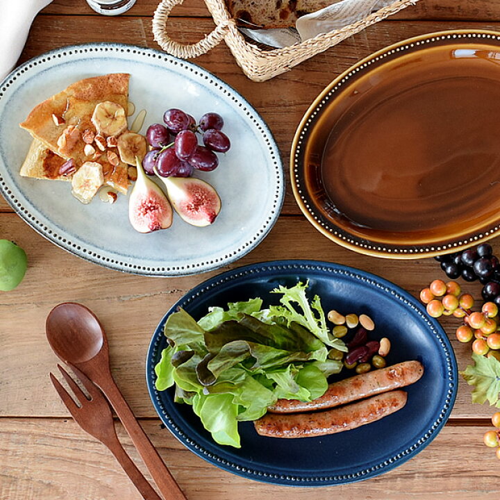 楽天市場 食器 大皿 おしゃれ 和食器 モダン 美濃焼 プレート 楕円 アウトレット カフェ風 黒陶粉引 ドットリム23 7cmオーバルトレー おしゃれ食器の通販m Home Style