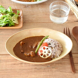 【エントリーでP5倍＆2,000円OFFクーポン】食器 和食器 おしゃれ 皿 カレー皿 （黄イラボ）ナチュラルオーバルカレー皿＆パスタ皿 パスタ皿 モダン 美濃焼 ボウル アウトレット カフェ風 電子レンジ対応 食洗機対応