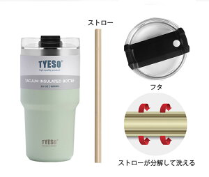 TYESO �^���u���[ �X�g���[�t�� �W�t�� ��e�ʃX�e�����X ��d�\�� �^��f�M �ۉ� �ۗ� ������� �h���C�u �� 600ml ���I���Ȃ� �R�[�q�[�^���u���[ �X�e�����X�^���u���[ �}�O�R�b�v �h�����N