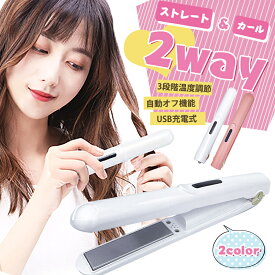 ＼ポイント5倍／コードレス ヘアアイロン ミニ ストレート ストレートアイロン ヘアセット USB 充電式 2way ヘアーアイロン 縮毛 矯正 小さい 携帯用 持ち運び 軽量 カール メンズ 前髪 旅行 ポーチ ミニヘアアイロン 両用