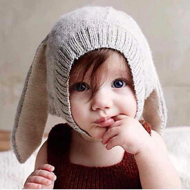 送料無料 帽子 ニット帽 ベビー用 赤ちゃん 無地 裏起毛 ボア 可愛い あったか 防寒 うさぎの耳 秋 冬