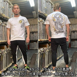 和柄半袖Tシャツ「梵字坐龍」龍竜梵字サンスクリット送料無料メンズレディースオリジナル大きいサイズ生地服手染京友禅代引は通常送料
