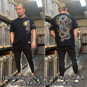和柄半袖Tシャツ「梵字坐龍」龍竜梵字サンスクリット送料無料メンズレディースオリジナル大きいサイズ生地服手染京友禅代引は通常送料