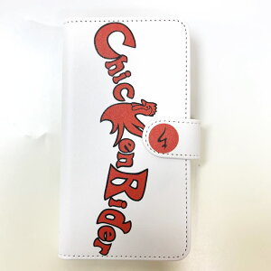 和柄スマホ手帳型ケース「チキンライダー」ホワイトアイフォン専用スマホケースデザインケースiPhoneXSMaxXRiPhone7iPhone8PlusiPhoneXiPhoneケース送料無料携帯ケースiPhoneXRカバー