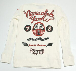 和柄サーマルワッフル長袖Tシャツ「78」-nanacolobiyaoki-アメカジビンテージ福長袖ストレッチ厚手メンズレディースオリジナル生地手染京友禅国産日本産送料無料