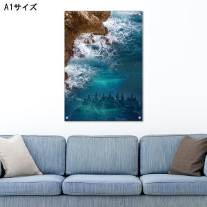 【※10%OFF 当店期間限定※ 10/25 00:00〜10/30 23:59まで!】アートパネル 壁掛け アクリル 絵画 おしゃれ 透明 海 波 崖 近代アート 波打ち際 ビーチ 海岸 サーフ ハワイ カンクン 美しい 綺麗 夕日