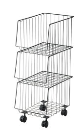 スタッキングワゴン 3D 3段 カゴ 収納 オープンラック キャスター 移動 スチール 小物 書類 雑誌 大活躍 便利 デザイン 人気 アイテム ワゴン かわいい アンティーク モダン 北欧 スタッキング ブラック 収納棚