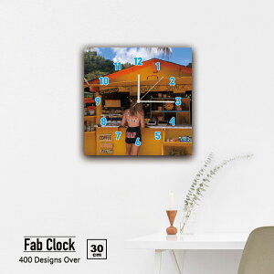 【※10%OFF 当店期間限定※ 10/25 00:00〜10/30 23:59まで!】韓国インテリア 時計 壁掛け時計 ファブリックパネル 人間 人 女性 海の家 手 帽子 海 海辺 山 ヤシ 木 自然 植物 景色 店 屋根 建物 ビー