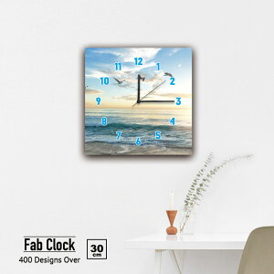 【※10%OFF 当店期間限定※ 10/25 00:00〜10/30 23:59まで!】韓国インテリア 時計 壁掛け時計 ファブリックパネル カモメ 動物 空 上空 雲 波 海 海面 ヤシ ヤシの木 男性 岩 島 山 綺麗 美しい 葉