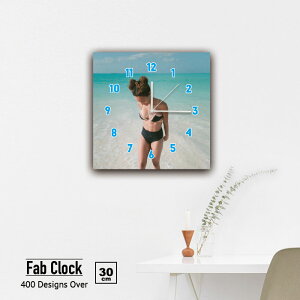 【※10%OFF 当店期間限定※ 10/25 00:00〜10/30 23:59まで!】韓国インテリア 時計 壁掛け時計 ファブリックパネル 水着 女性 人 ヤシの木 夕焼け 夕暮れ 葉っぱ 空 海 海岸 風景 自然 ハワイ 南国 海