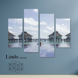 【※10%OFF 当店期間限定※ 10/25 00:00〜10/30 23:59まで!】インテリア アート おしゃれ 絵画 壁掛け アートパネル 4枚 セット海 海面 海岸 浜辺 ビーチ 風景 景色 水上 コテージ モルディブ 北欧 デ