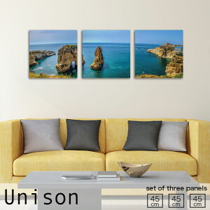 【※10%OFF 当店期間限定※ 10/25 00:00〜10/30 23:59まで!】インテリア アート おしゃれ アートパネル 3枚 セット モダン 絵画 岩 自然 景色 海 海上 ブルー シンプル 風景 壁掛け 絵 生地 玄関 リビ