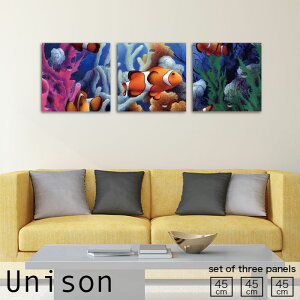【※10%OFF 当店期間限定※ 10/25 00:00〜10/30 23:59まで!】インテリア アート おしゃれ アートパネル 3枚 セット モダン 絵画 海底 サンゴ 熱帯魚 海 カクレクマノミ 海藻 アート 壁掛け 絵 生地 玄