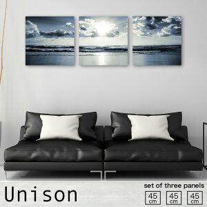 【※10%OFF 当店期間限定※ 10/25 00:00〜10/30 23:59まで!】インテリア アート おしゃれ アートパネル 3枚 セット 絵画 モノクロ モノトーン 白黒 かっこいい シック 海 海面 海岸 浜辺 ビーチ 風景