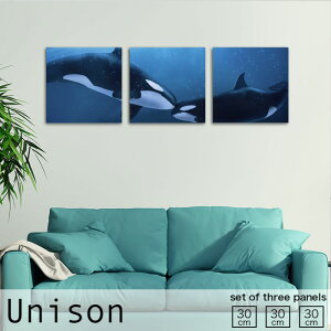 【※10%OFF 当店期間限定※ 10/25 00:00〜10/30 23:59まで!】インテリア アート おしゃれ アートパネル 3枚 セット モダン 絵画 イルカ 海 ブルー ハワイ 深海 風景 おしゃれ 壁掛け 絵 生地 玄関 リ