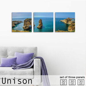 【※10%OFF 当店期間限定※ 10/25 00:00〜10/30 23:59まで!】インテリア アート おしゃれ アートパネル 3枚 セット モダン 絵画 岩 自然 景色 海 海上 ブルー シンプル 風景 壁掛け 絵 生地 玄関 リビ