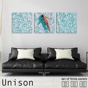 【※10%OFF 当店期間限定※ 10/25 00:00〜10/30 23:59まで!】インテリア アート おしゃれ アートパネル 3枚 セット モダン 絵画 人 水着 海 ビーチ オーシャン 夏 海水 写真 波 壁掛け 絵 生地 玄関 リ