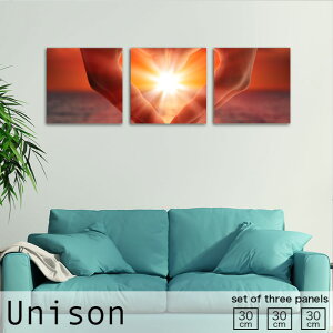 【※10%OFF 当店期間限定※ 10/25 00:00〜10/30 23:59まで!】インテリア アート おしゃれ アートパネル 3枚 セット モダン 絵画 手 ハート 海 夕日 太陽 夕焼け 恋人 愛 風景 自然 壁掛け 絵 生地 玄関