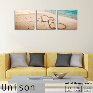 【※10%OFF 当店期間限定※ 10/25 00:00〜10/30 23:59まで!】インテリア アート おしゃれ アートパネル 3枚 セット モダン 絵画 砂浜 海辺 ハート ラブ 海 落書き 浜辺 愛 夏 風景 壁掛け 絵 生地 玄関