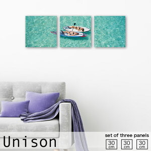 【※10%OFF 当店期間限定※ 10/25 00:00〜10/30 23:59まで!】インテリア アート おしゃれ アートパネル 3枚 セット モダン 絵画 海 風景 景色 サーフボード 小船 ボート 南国 海面 海岸 浜辺 ビーチ