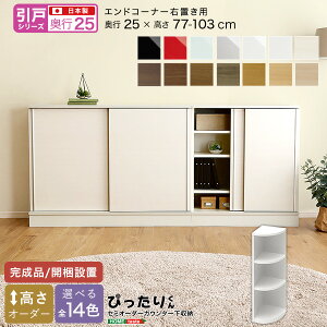 セミオーダー カウンター下収納 【引戸シリーズ】 エンドコーナー 右置き 奥行25cm おしゃれ シンプル デザイン サイズオーダー 完成品 開梱設置 選べるカラー レイアウト 日本製 スタイリッ