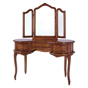 ドレッサー 三面鏡 おしゃれ ブラウン デスク メイク レトロ 木製 エレガント アンティーク風 北欧 お洒落 モダン デザイン テイスト スタイル カフェ風 人気 おすすめ アイテム インテリア