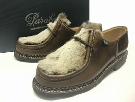 【PARABOOT/パラブーツ/MICHAEL/ミカエル/LAPIN GRIFF/ラパン/ラビットファー/チロリアンシューズ/モカシンシューズ/130472】【MARRO-LIS NATUREL/マロンナチュラル/ブラウンベージュ系】【レディース】【サイズ2/2.5/3/3.5/4/4.5/5】