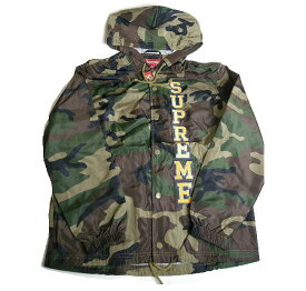 【2017SS Supreme/シュプリーム/Vertical Logo Hooded Coaches Jacket/フーデッドコーチジャケット】【迷彩/WOODLAND CAMO/カモフラージュ/サイズS】【17SS 春夏/ナイロンジャケット/ナイロンパーカー/ナイロンブルゾン/メンズ】