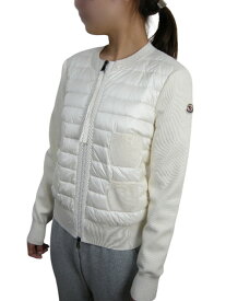 【MONCLER/モンクレール/CARDIGAN TRICOT/ニットダウンカーディガン/ニットダウンジャケット/ライトダウンジャケット/ニット切替ダウン/ニットセーター/ダウンセーター/レディース/2022SS/春夏/034/クリームxホワイト/白/サイズS/M/L】【093-9B51000-A9018】