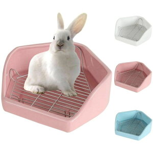 小動物用 陶器トイレ 飼育ケージ内装 うさぎトイレ 消臭 うさぎ用 噛み防止 金網スノコ付き うさぎのトイレ チンチラ用ト小動物用 トイレトレーニングに最適 チンチラ用陶器トワレ かわい
