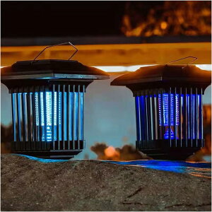 2個セット 電撃殺虫器 蚊取り 器殺虫灯 ソーラー 充電方式 物理強力360°殺虫 誘蛾灯 捕虫器 虫退治 自動点灯 防水 照明/蚊取り両方使用可能 置く/吊り下げる/地面に挿す可能 薬剤不要 屋外/屋