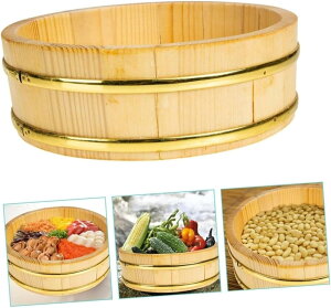 寿司バケツ 飯台 さわら 桶 小 寿司桶 1升 桶蓋付き 飯台 3合 寿司桶 2合 飯台 楕円 ハンギリ 寿司桶 蓋付き 飯台 2升 飯桶 飯台 24cm 米桶 寿司桶 さわら 寿 (26CM)