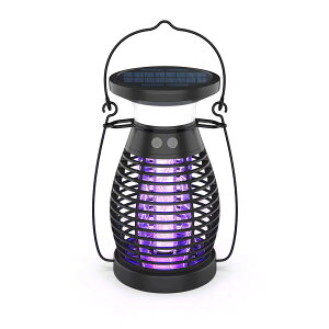 電撃殺虫器 捕虫器 モスキートランタン 誘蛾灯 懐中電灯 UV光源吸引 電気ショック USB&ソーラー充電式 2000mAh大容量 殺虫灯&照明両用 吊り下げ式 SOS機能 IPX6防水 静音 軽量 コバエ・虫対策 防