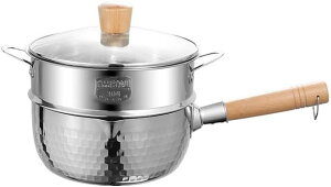 雪平鍋 片手鍋 ステンレス製 おしゃれ 人気 調理器具 IH対応 電磁調理器対応鍋 アルミクラッド鋼 ガラスカバー付き キッチン用品 (蒸し器,16CM/18CM/20CM/22CM)