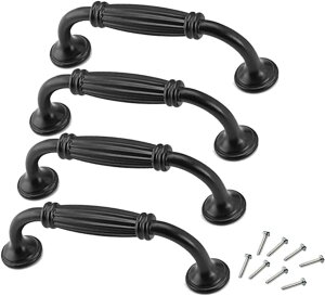 取っ手 ヨーロッパ風 おしゃれな 取って 食器棚 引き出し キッチン 扉 ドアノブ 戸棚 つまみ (4個セット ネジ付き) (96mm)