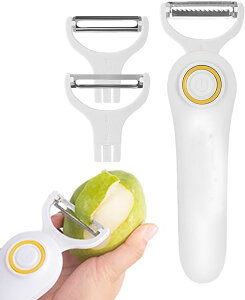 電動ジャガイモ 皮むき器 - 3-in-1 ハンドヘルド 食品スライサー おろし器食品 省力型電池式 調理器具