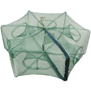 漁具 魚捕り網 魚網 折りたたみ かご 一網打尽 仕掛け 6穴 釣り道具