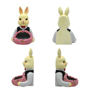 【2023新版】ウサギ 置物 キー収納 鍵置き 小物収納 卓上置物 収納トレイ 動物像 彫刻装飾 玄関 ペットサイトテープル 置物 キー収納トレイ お皿 サービングトレイ 化粧卓 口紅スタンド 彫刻