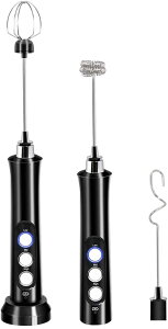 泡だて器 ミルクフォーマー ミルク泡立て器 ワンタッチ操作 USB充電式 3段階スビード 小型 電動 攪拌シャフト×3 ミニコーヒー攪拌機 ハンドミキサー 卵ビーター ダルゴナコーヒー ステンレ